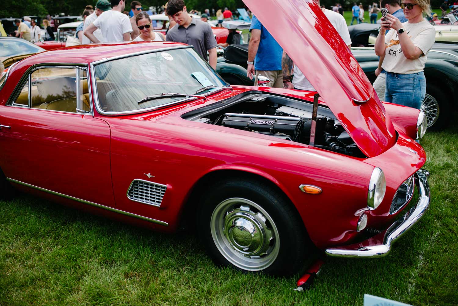 Red Maserati with Hood Open