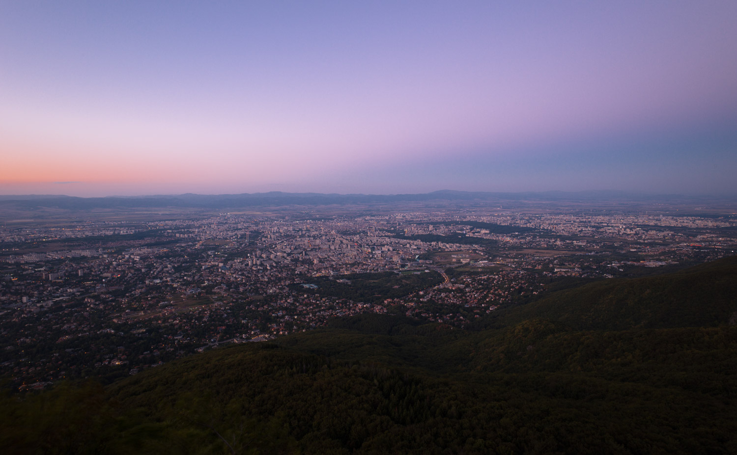 Sofia from above at sunset