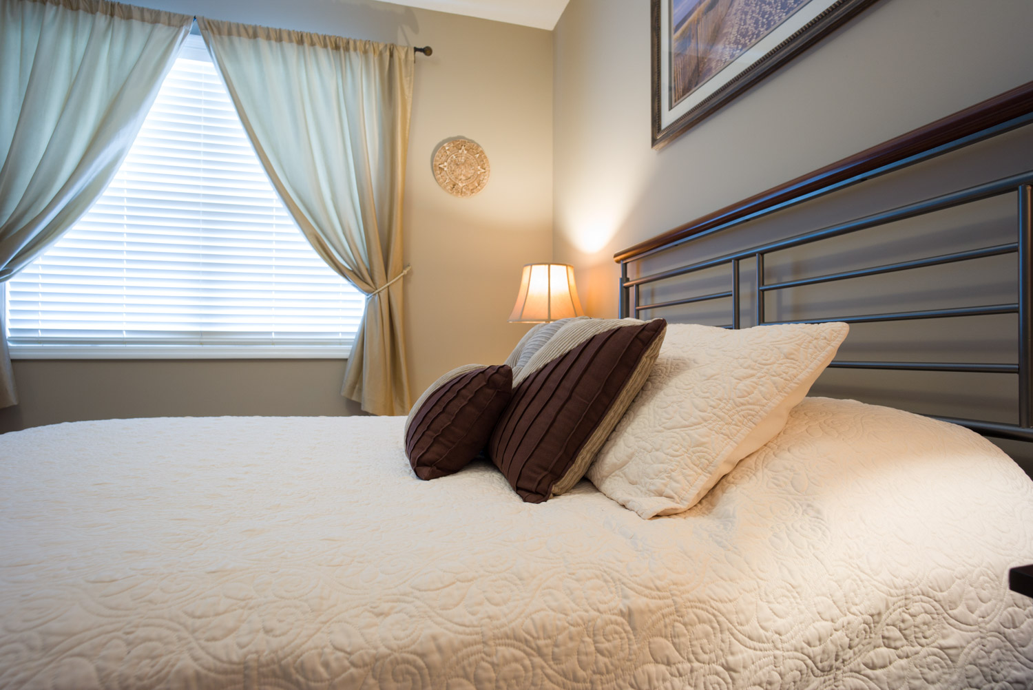 close up shot of main bedroom airbnb commission shot